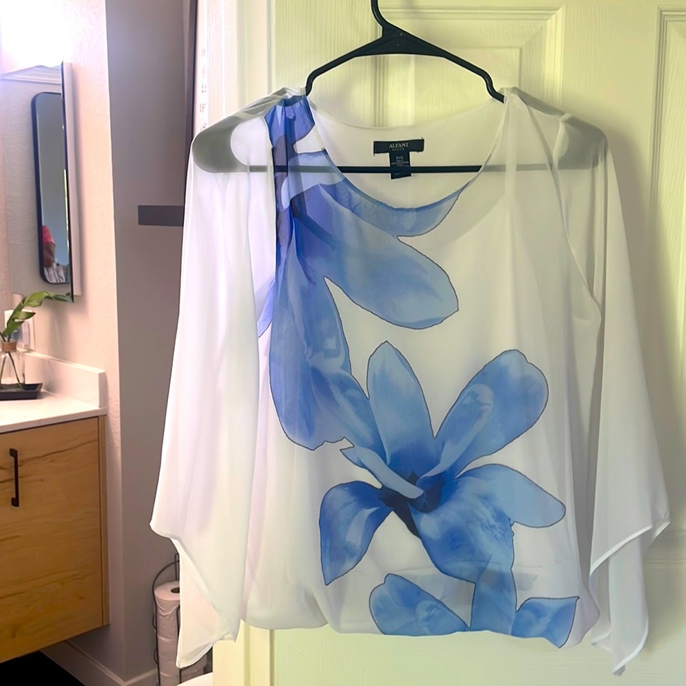 Elegant blouse white tank top attached